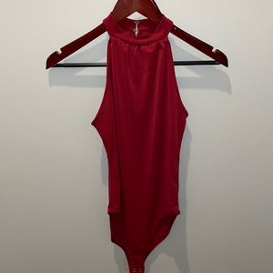 Red Halter Top Bodysuit